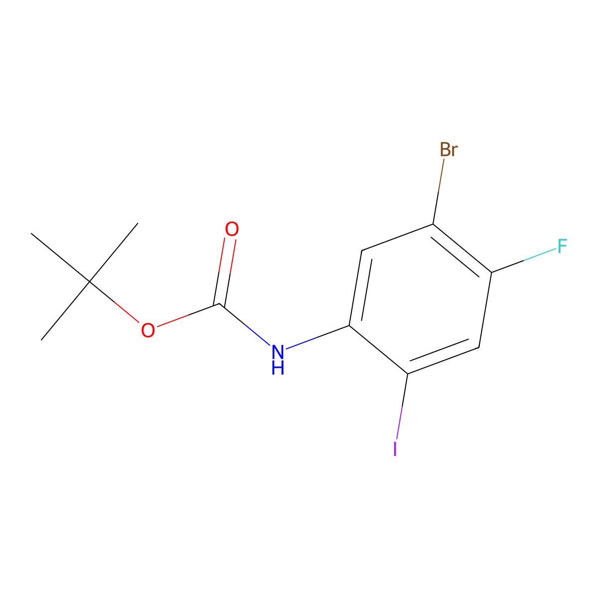 tert-butyl N-(5-bromo-4-fluoro-2-iodophenyl)carbamate molecular structure, CAS 2680796-93-2