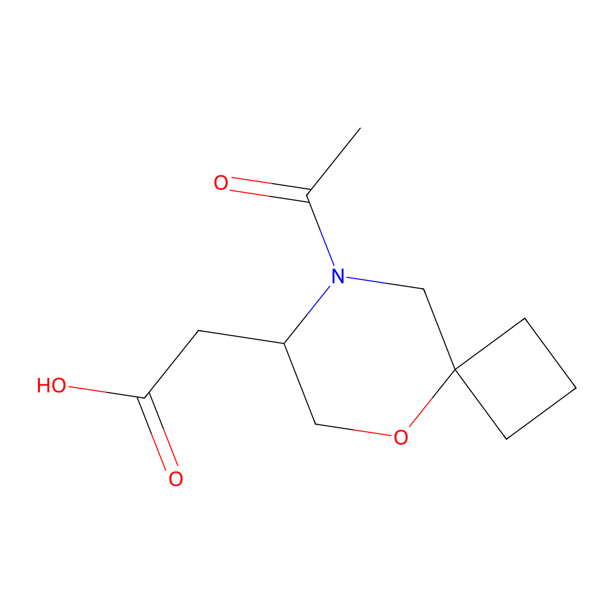 2-{8-Acetyl-5-oxa-8-azaspiro[3.5]nonan-7-yl}acetic acid molecular structure, CAS 2680797-02-6