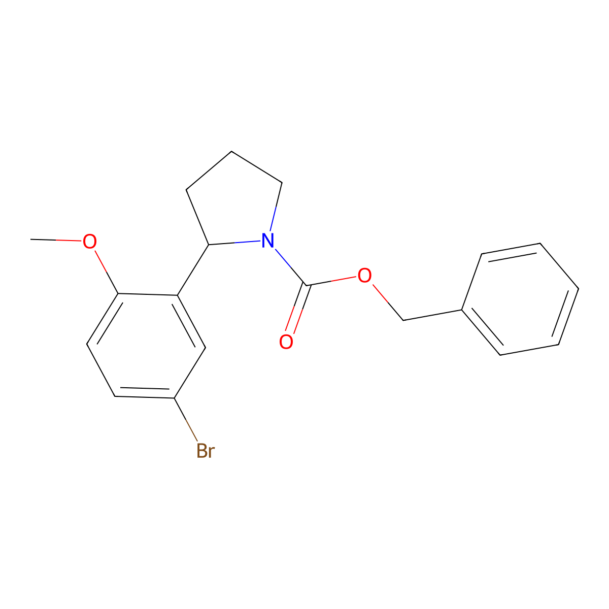 Benzyl 2-(5-bromo-2-methoxyphenyl)pyrrolidine-1-carboxylate molecular structure, CAS 2680797-04-8