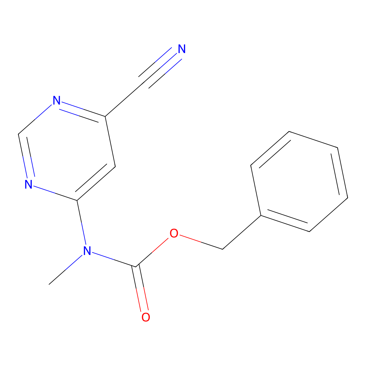 benzyl N-(6-cyanopyrimidin-4-yl)-N-methylcarbamate molecular structure, CAS 2680797-05-9