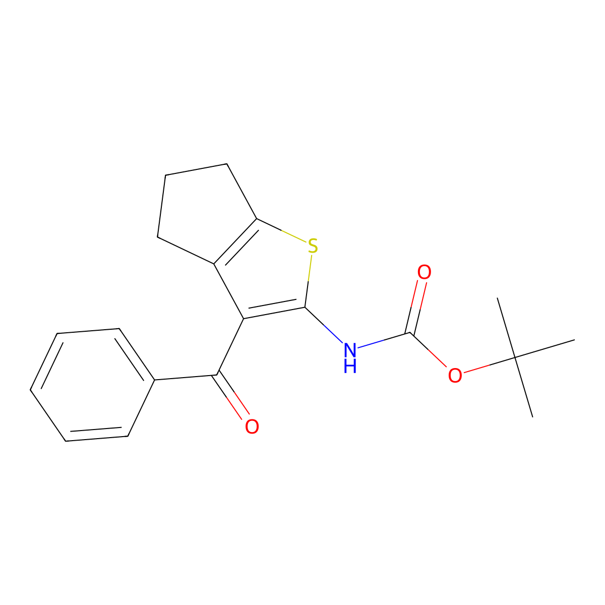 tert-butyl N-{3-benzoyl-4H,5H,6H-cyclopenta[b]thiophen-2-yl}carbamate molecular structure, CAS 2680797-17-3