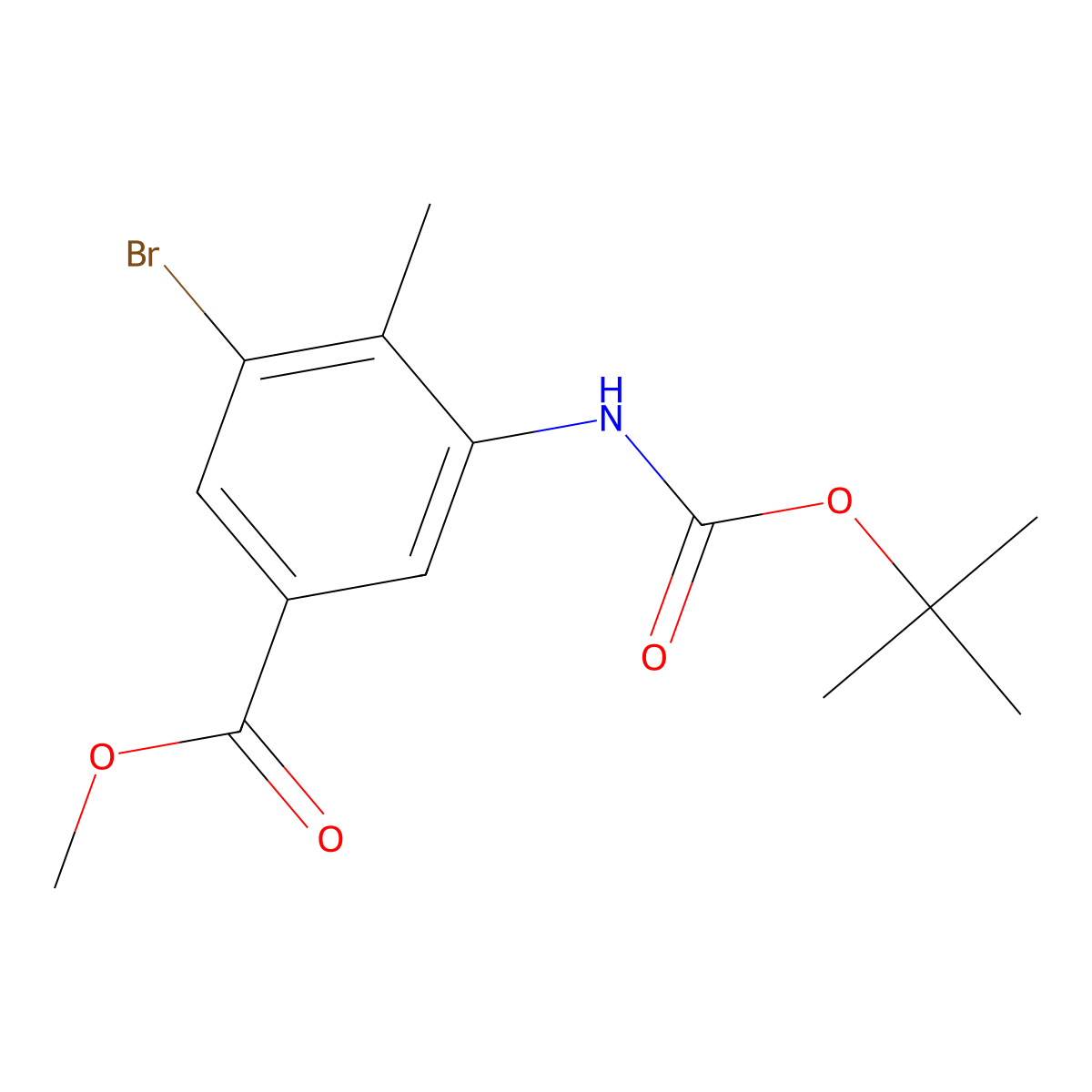 Methyl 3-bromo-5-{[(tert-butoxy)carbonyl]amino}-4-methylbenzoate molecular structure, CAS 2680797-26-4