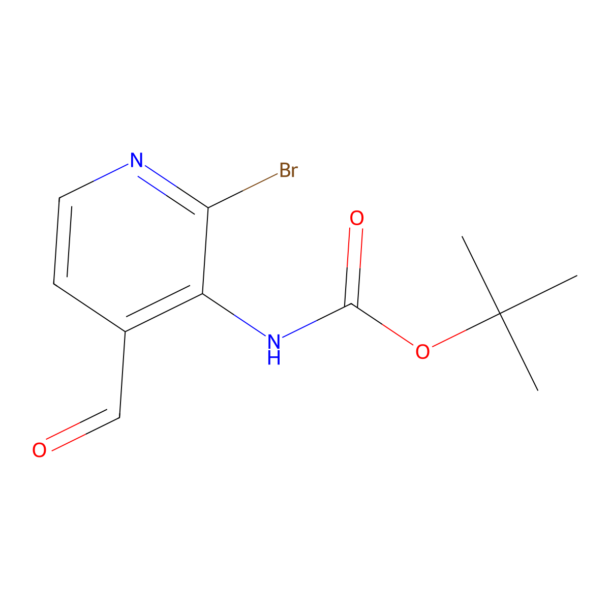 tert-butyl N-(2-bromo-4-formylpyridin-3-yl)carbamate molecular structure, CAS 2680797-31-1