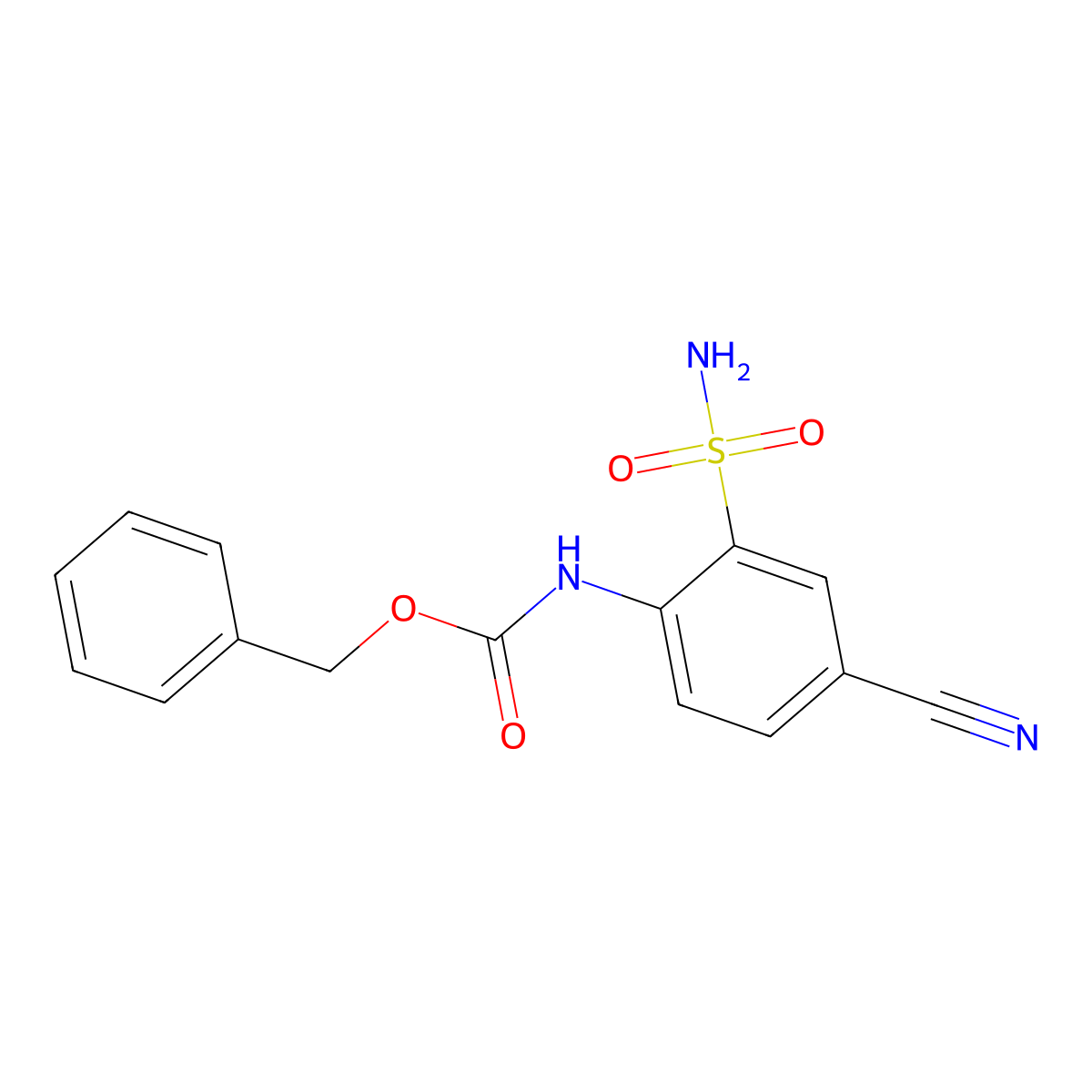 benzyl N-(4-cyano-2-sulfamoylphenyl)carbamate molecular structure, CAS 2680797-36-6