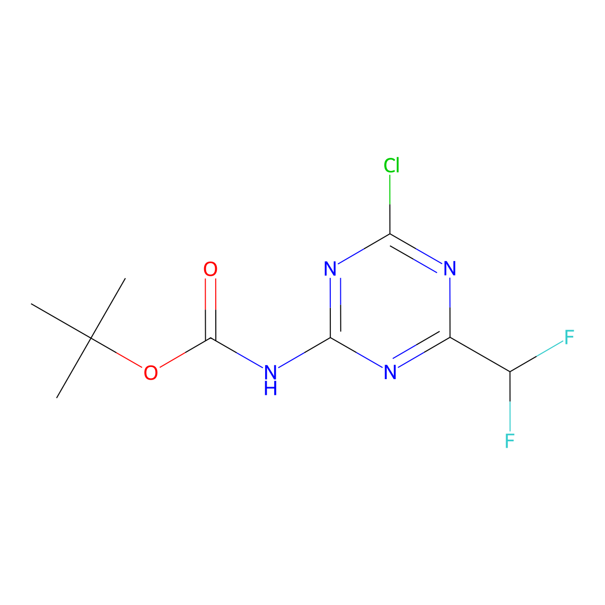 tert-butyl N-[4-chloro-6-(difluoromethyl)-1,3,5-triazin-2-yl]carbamate molecular structure, CAS 2680797-37-7