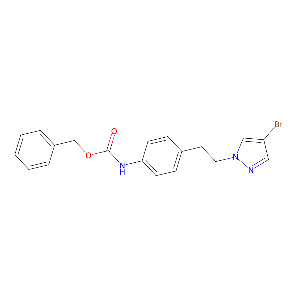 benzyl N-{4-[2-(4-bromo-1H-pyrazol-1-yl)ethyl]phenyl}carbamate molecular structure, CAS 2680797-41-3
