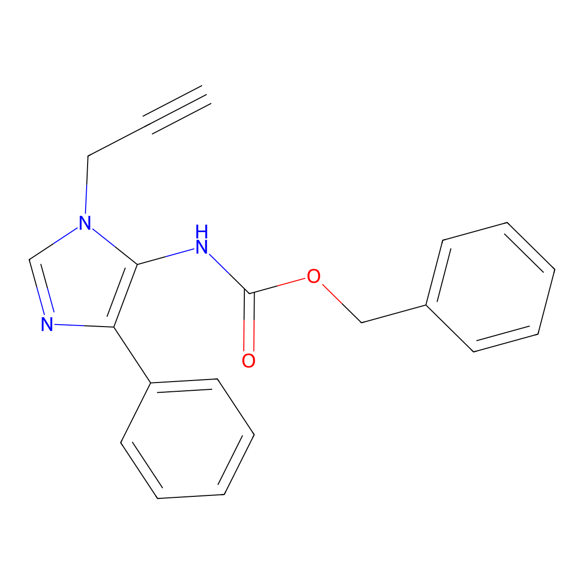 benzyl N-[4-phenyl-1-(prop-2-yn-1-yl)-1H-imidazol-5-yl]carbamate molecular structure, CAS 2680797-43-5