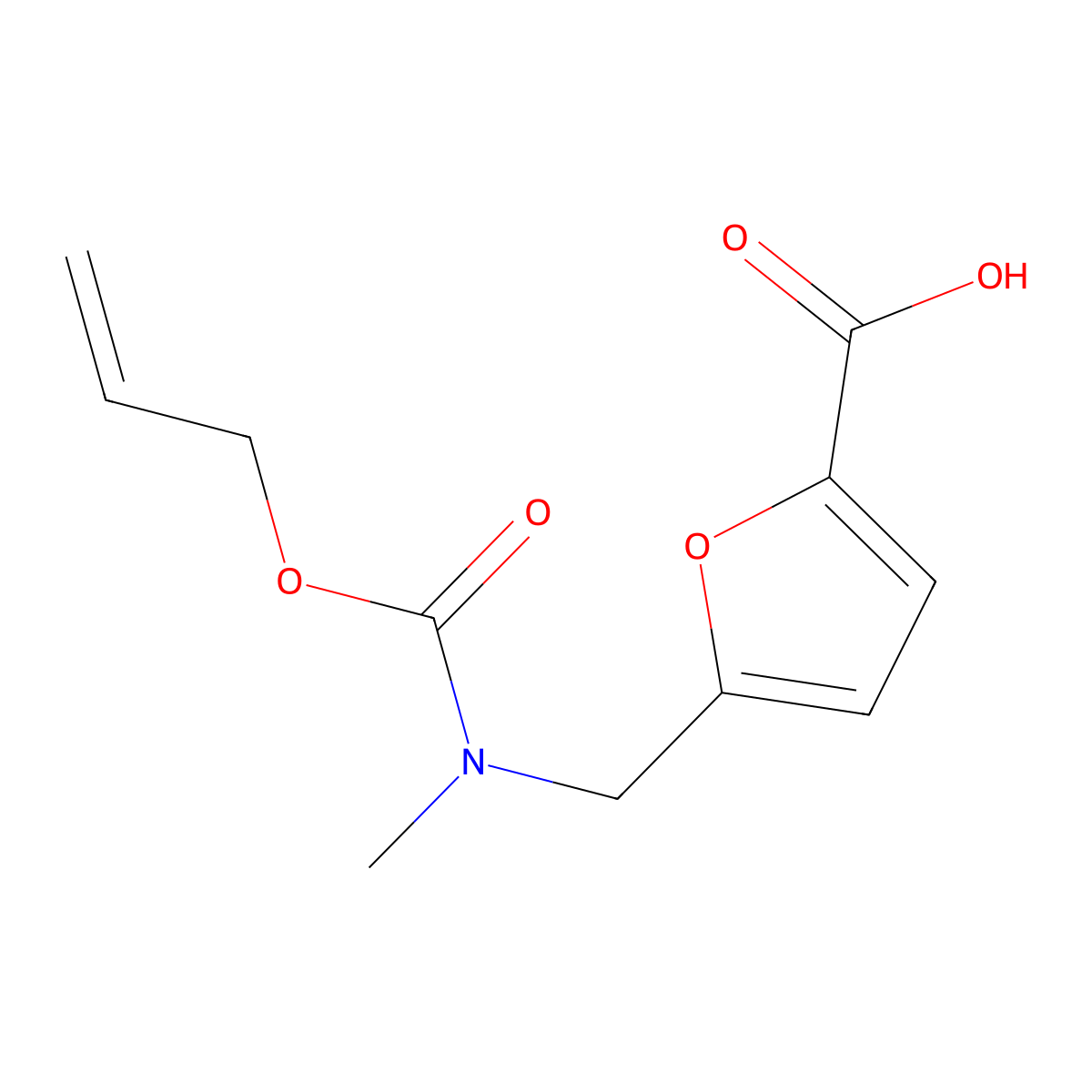 5-({Methyl[(prop-2-en-1-yloxy)carbonyl]amino}methyl)furan-2-carboxylic acid molecular structure, CAS 2680797-45-7