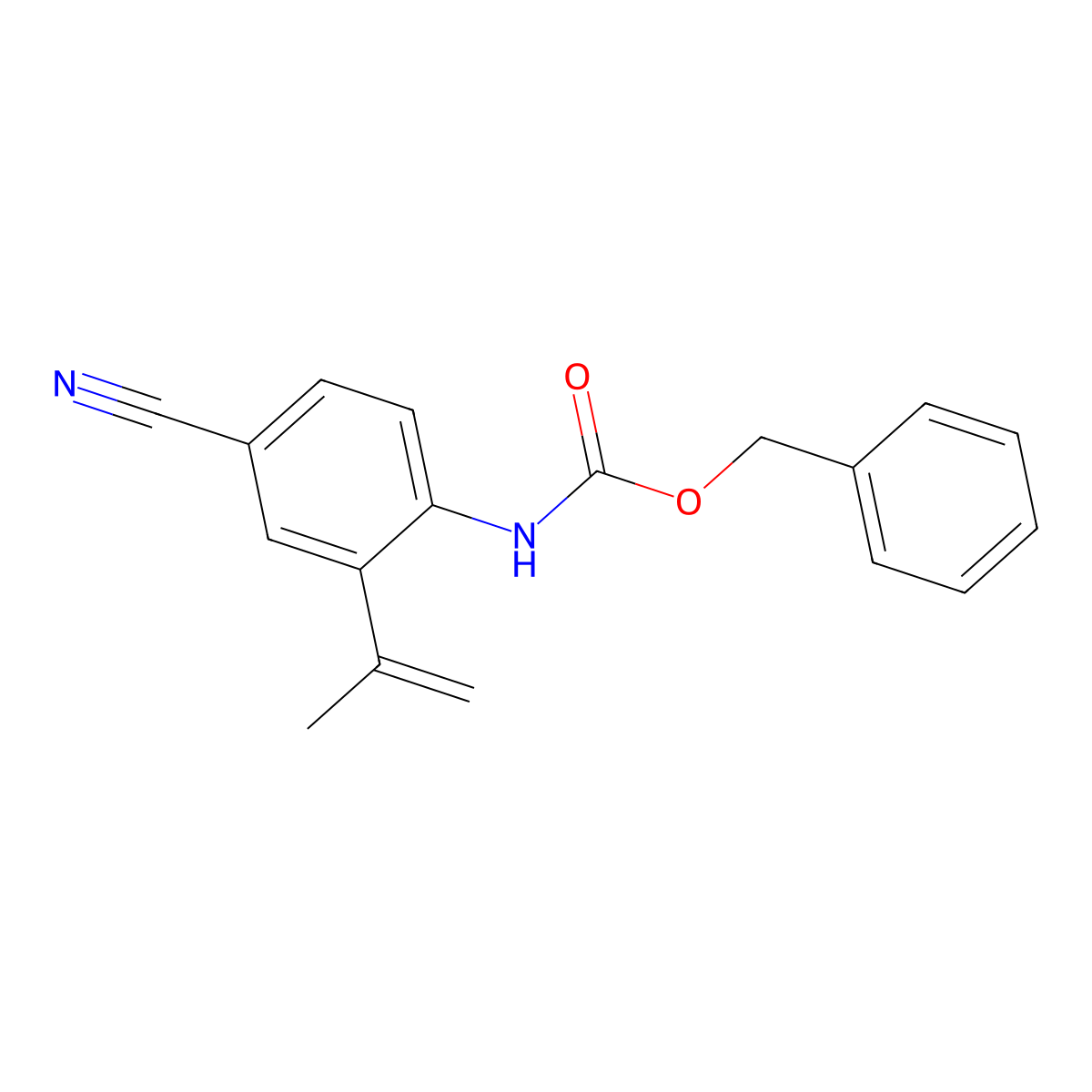 benzyl N-[4-cyano-2-(prop-1-en-2-yl)phenyl]carbamate molecular structure, CAS 2680797-52-6