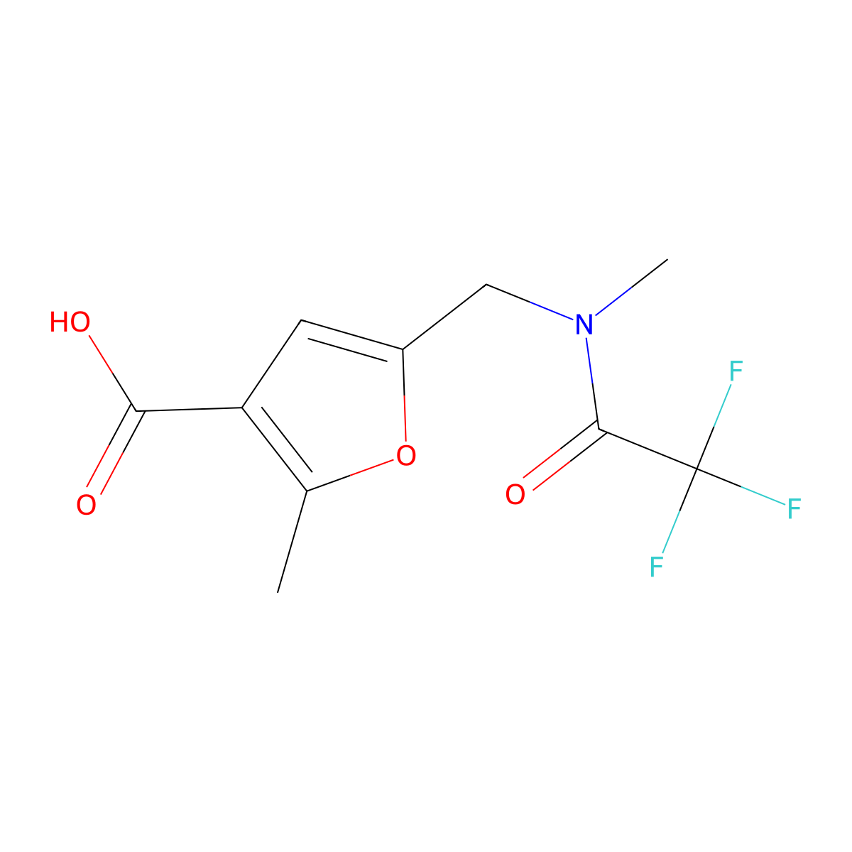 2-methyl-5-[(2,2,2-trifluoro-N-methylacetamido)methyl]furan-3-carboxylic acid molecular structure, CAS 2680797-54-8