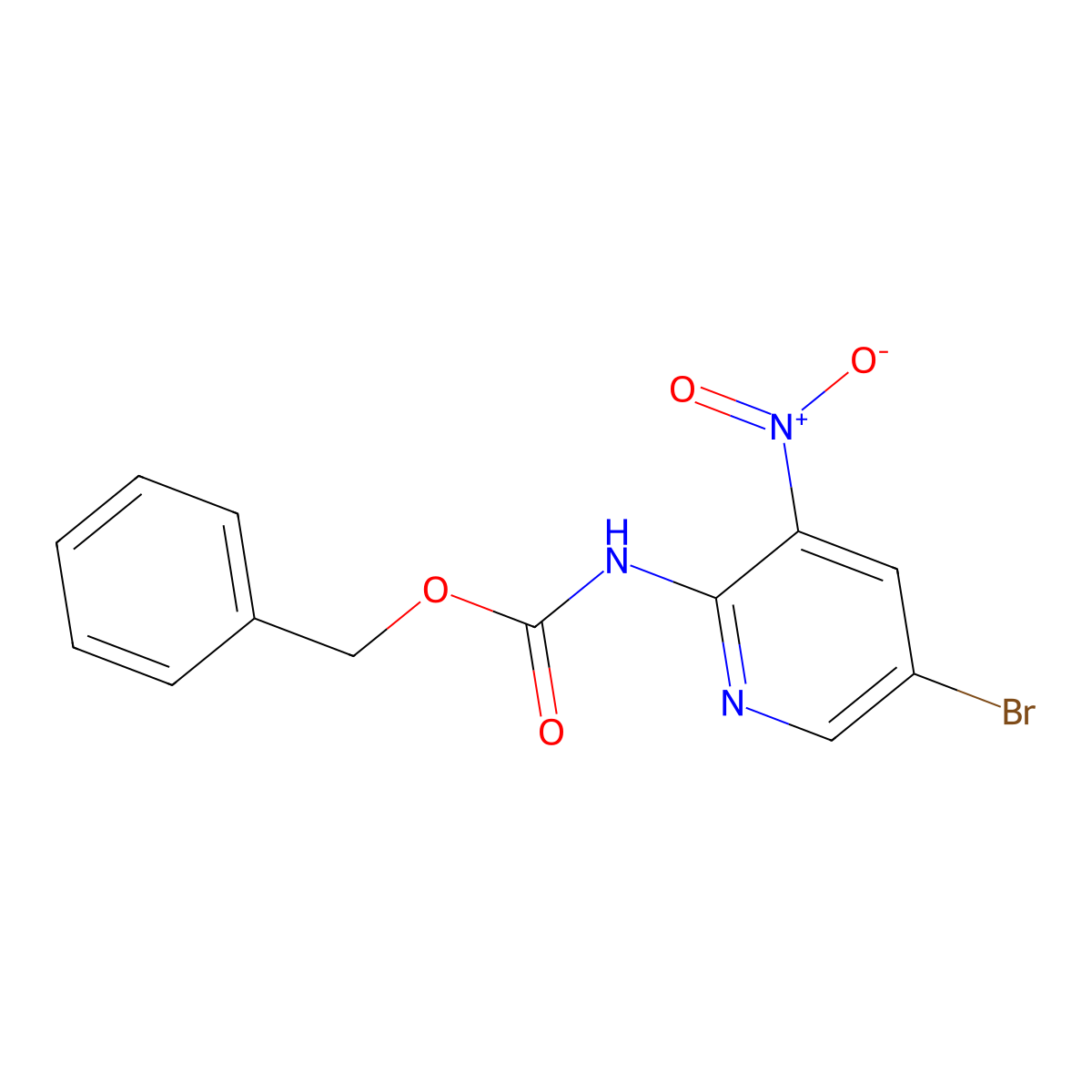 benzyl N-(5-bromo-3-nitropyridin-2-yl)carbamate molecular structure, CAS 2680797-59-3