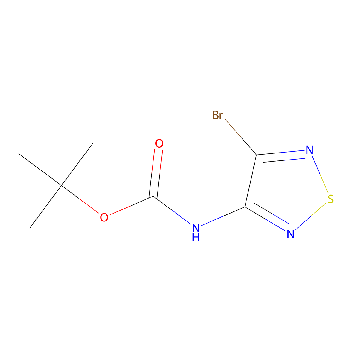 tert-butyl N-(4-bromo-1,2,5-thiadiazol-3-yl)carbamate molecular structure, CAS 2680797-64-0