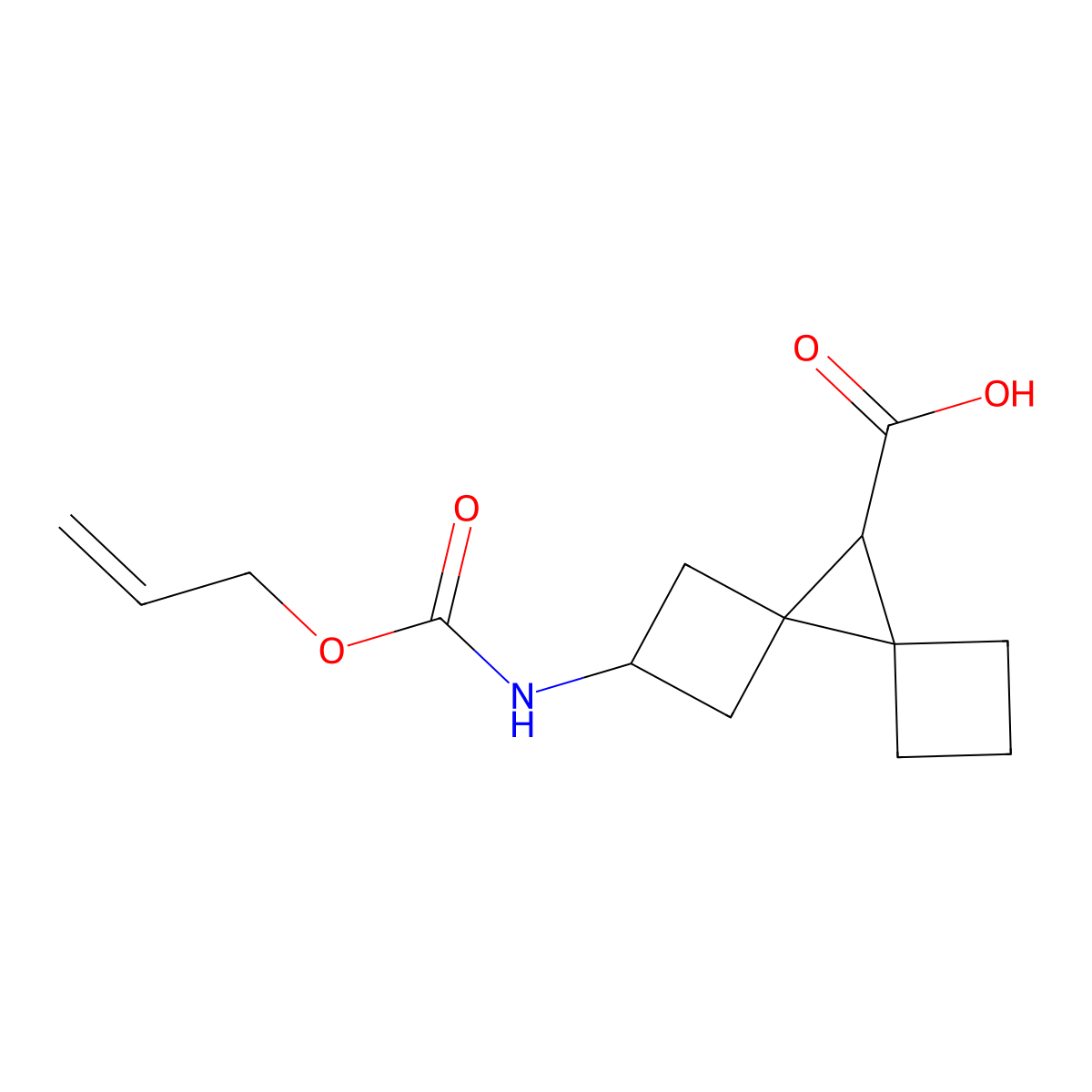 2-{[(Prop-2-en-1-yloxy)carbonyl]amino}dispiro[3.0.3^{5}.1^{4}]nonane-9-carboxylic acid molecular structure, CAS 2680797-69-5