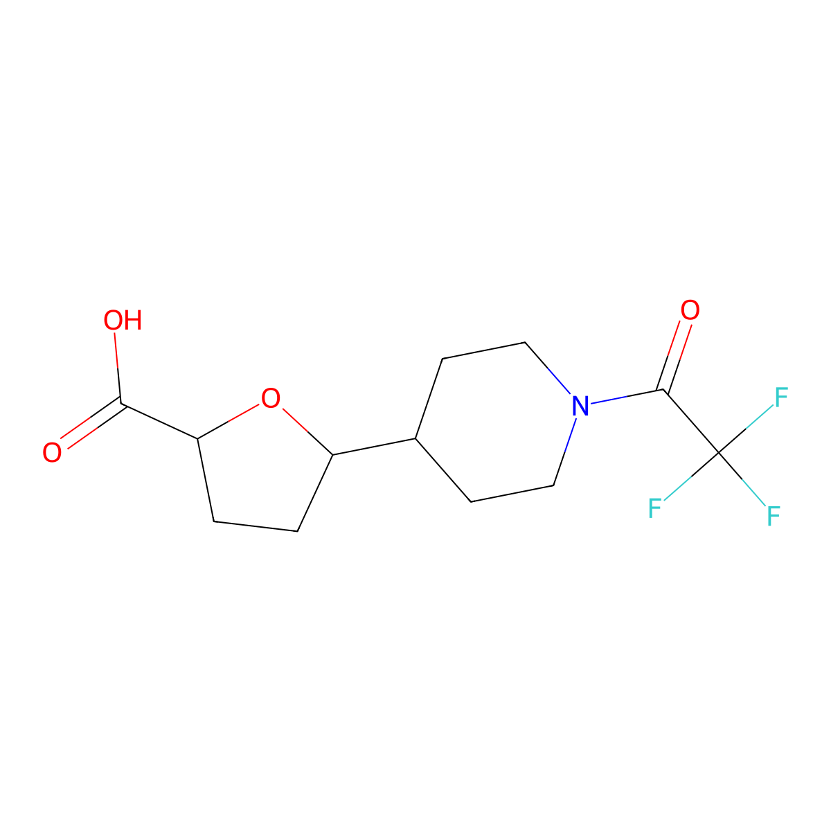 5-[1-(2,2,2-Trifluoroacetyl)piperidin-4-yl]oxolane-2-carboxylic acid molecular structure, CAS 2680797-71-9