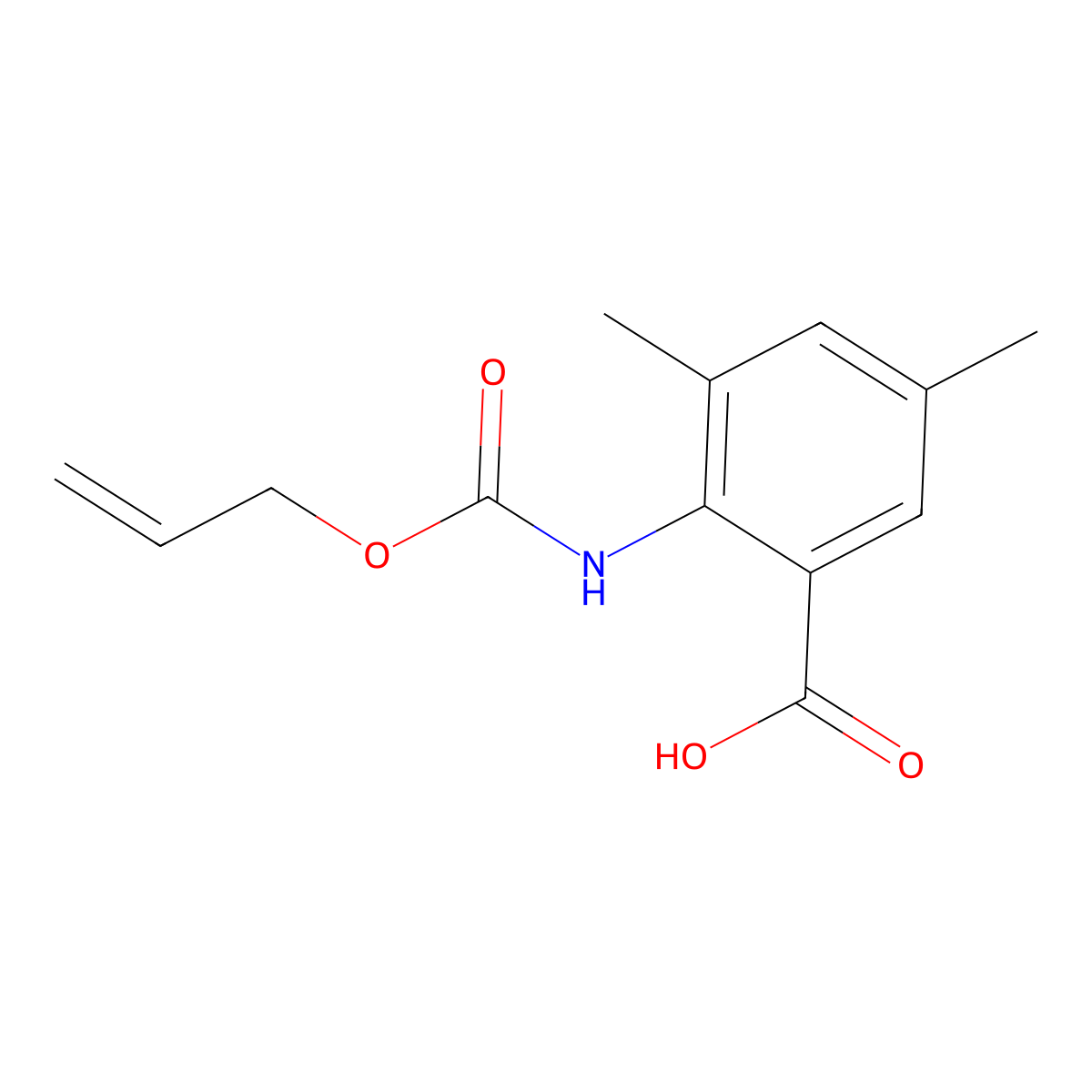 3,5-Dimethyl-2-{[(prop-2-en-1-yloxy)carbonyl]amino}benzoic acid molecular structure, CAS 2680797-74-2