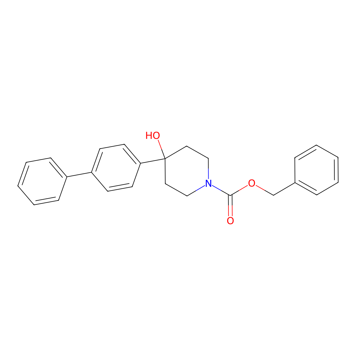 Benzyl 4-hydroxy-4-(4-phenylphenyl)piperidine-1-carboxylate molecular structure, CAS 2680797-75-3