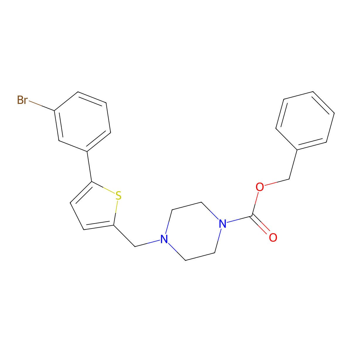 Benzyl 4-{[5-(3-bromophenyl)thiophen-2-yl]methyl}piperazine-1-carboxylate molecular structure, CAS 2680797-76-4