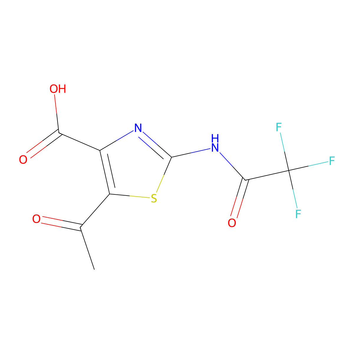 5-Acetyl-2-(2,2,2-trifluoroacetamido)-1,3-thiazole-4-carboxylic acid molecular structure, CAS 2680797-77-5