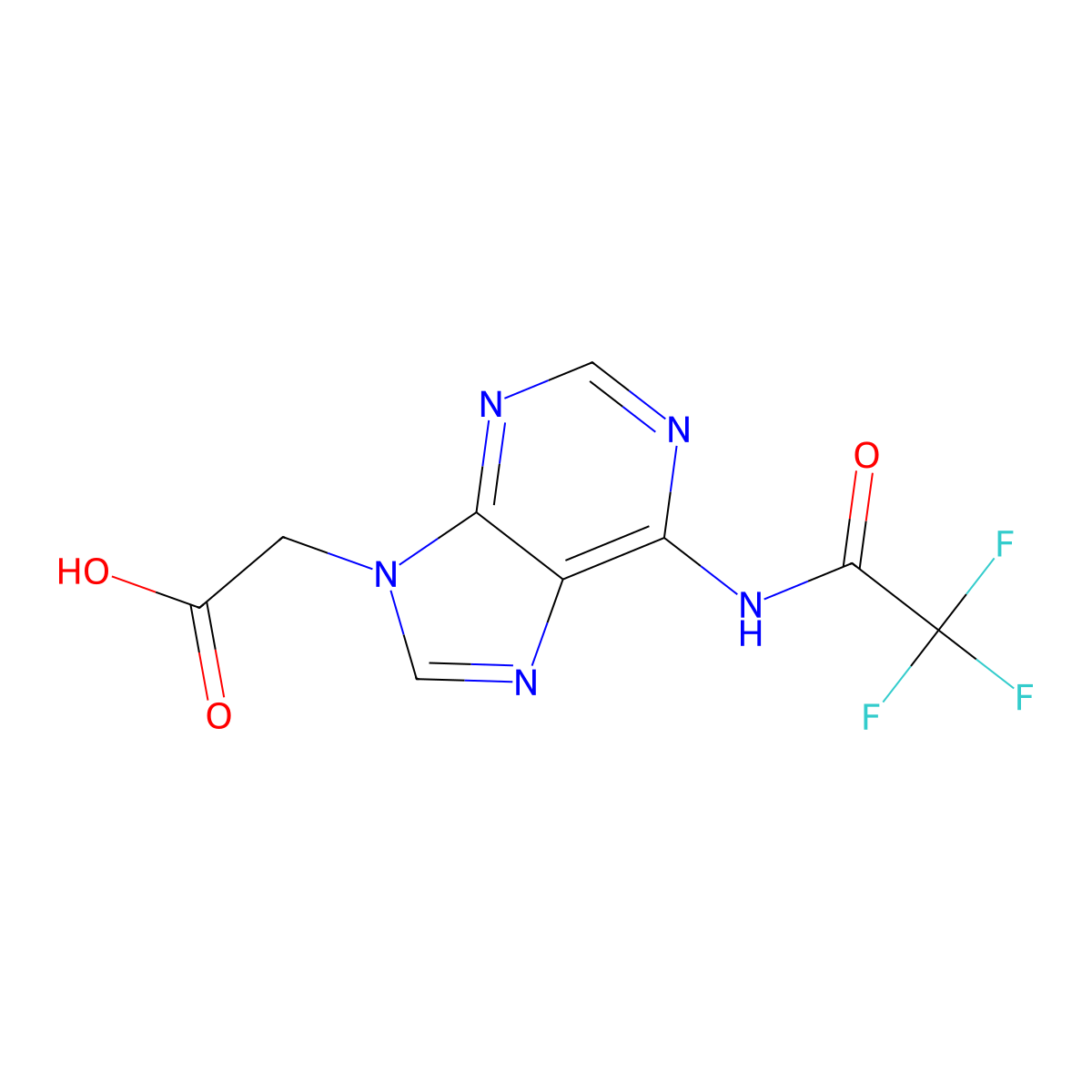 2-[6-(2,2,2-trifluoroacetamido)-9H-purin-9-yl]acetic acid molecular structure, CAS 2680797-89-9