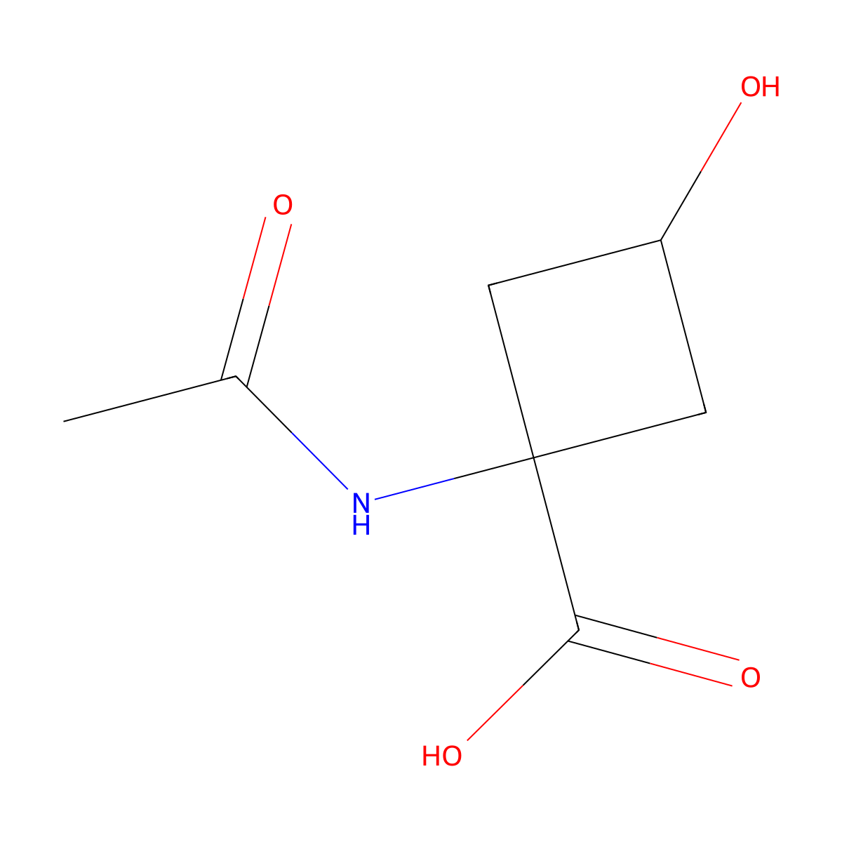 1-Acetamido-3-hydroxycyclobutane-1-carboxylic acid molecular structure, CAS 2680797-92-4