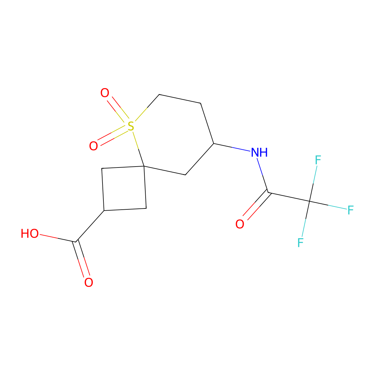 5,5-Dioxo-8-(2,2,2-trifluoroacetamido)-5lambda6-thiaspiro[3.5]nonane-2-carboxylic acid molecular structure, CAS 2680797-94-6
