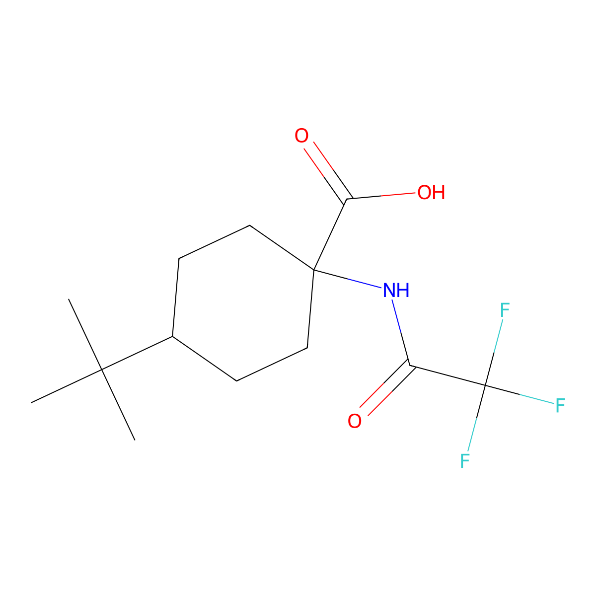 4-Tert-butyl-1-(2,2,2-trifluoroacetamido)cyclohexane-1-carboxylic acid molecular structure, CAS 2680797-96-8