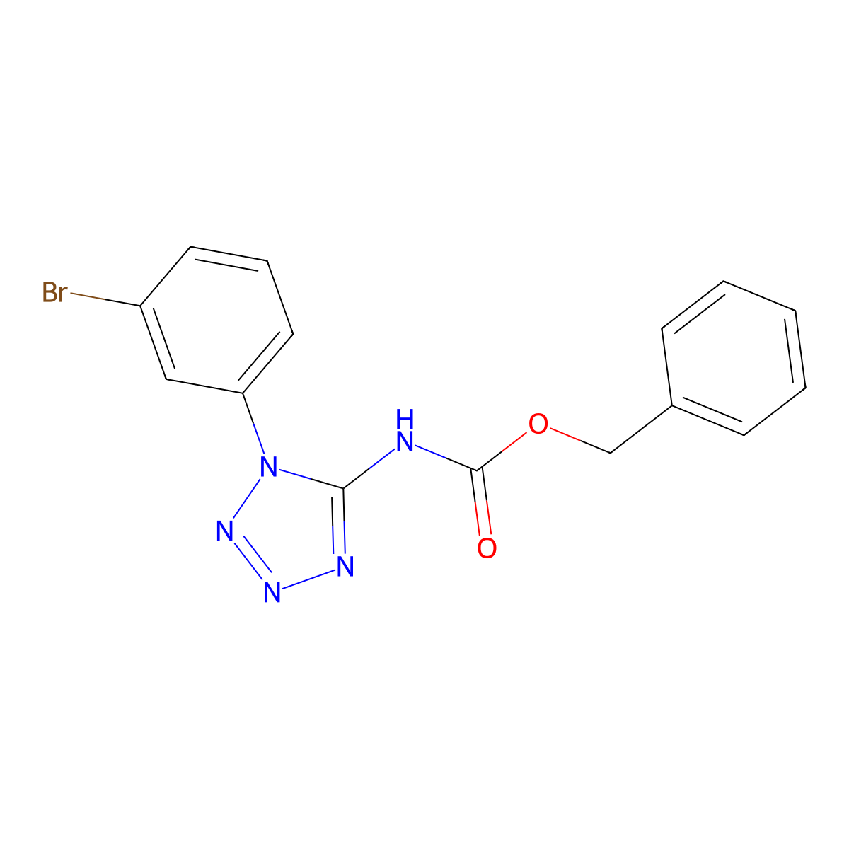 benzyl N-[1-(3-bromophenyl)-1H-1,2,3,4-tetrazol-5-yl]carbamate molecular structure, CAS 2680797-97-9