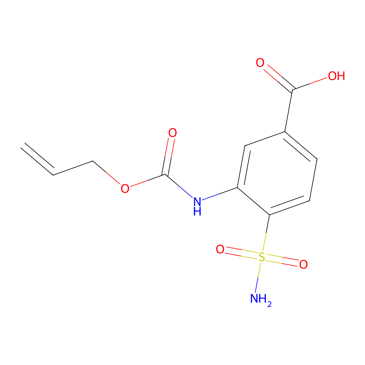 3-{[(Prop-2-en-1-yloxy)carbonyl]amino}-4-sulfamoylbenzoic acid molecular structure, CAS 2680797-98-0