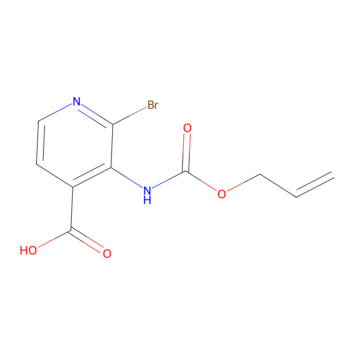 2-Bromo-3-{[(prop-2-en-1-yloxy)carbonyl]amino}pyridine-4-carboxylic acid molecular structure, CAS 2680798-04-1