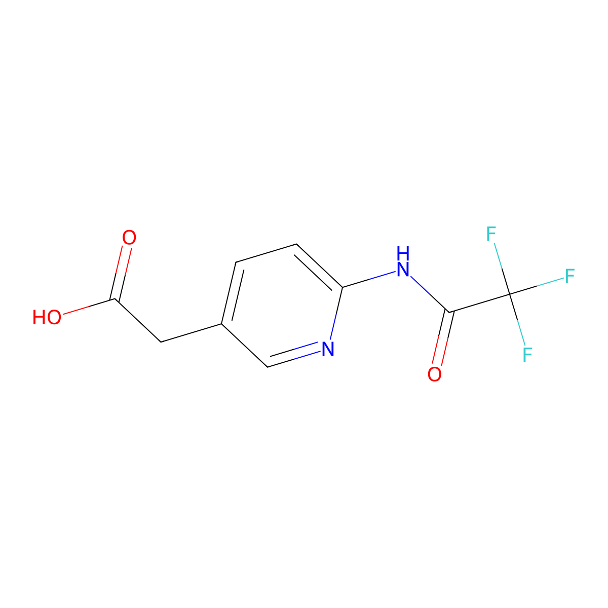 2-[6-(2,2,2-Trifluoroacetamido)pyridin-3-yl]acetic acid molecular structure, CAS 2680798-26-7