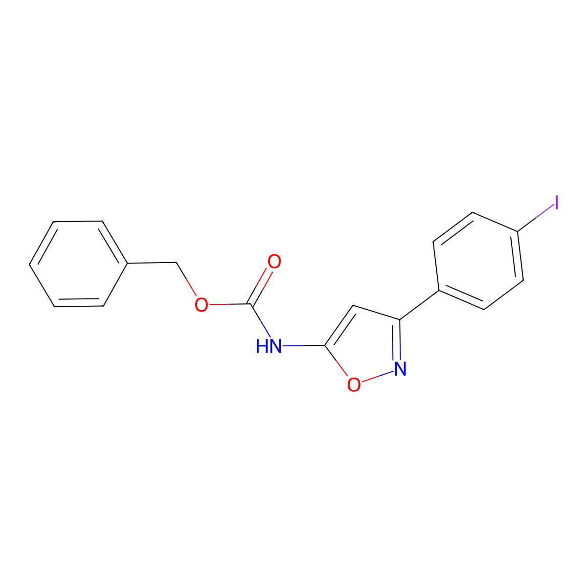benzyl N-[3-(4-iodophenyl)-1,2-oxazol-5-yl]carbamate molecular structure, CAS 2680798-34-7