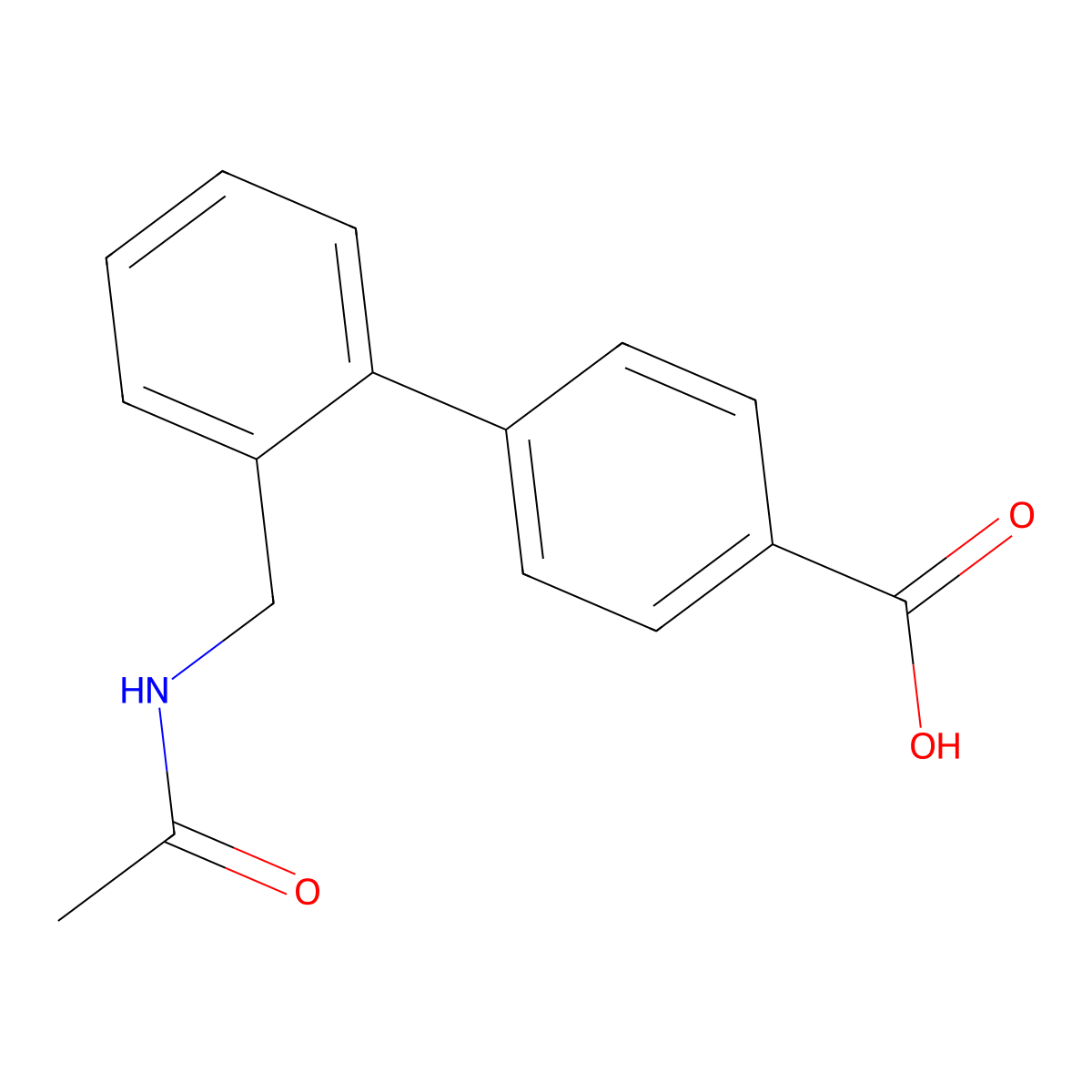 2'-(Acetamidomethyl)-[1,1'-biphenyl]-4-carboxylic acid molecular structure, CAS 2680798-55-2