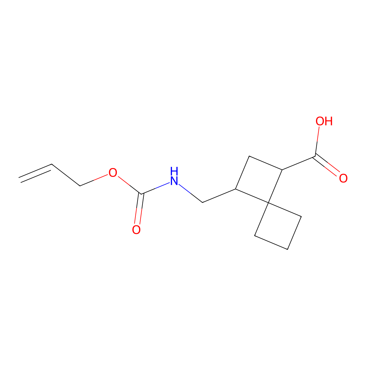 3-({[(Prop-2-en-1-yloxy)carbonyl]amino}methyl)spiro[3.3]heptane-1-carboxylic acid molecular structure, CAS 2680798-59-6