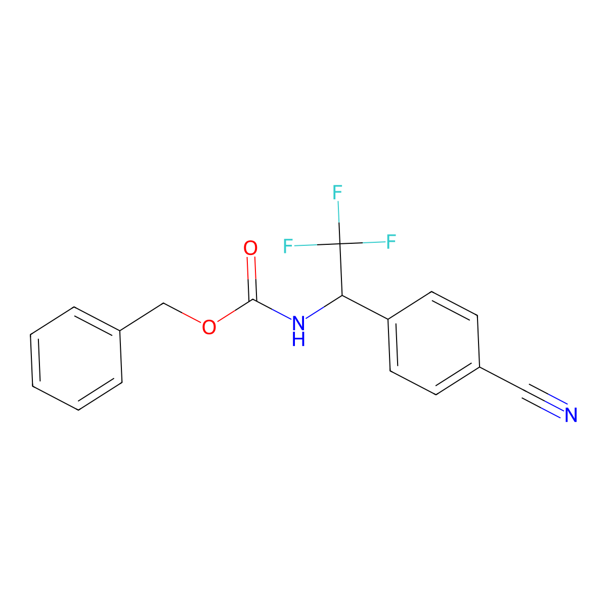 benzyl N-[1-(4-cyanophenyl)-2,2,2-trifluoroethyl]carbamate molecular structure, CAS 2680798-62-1