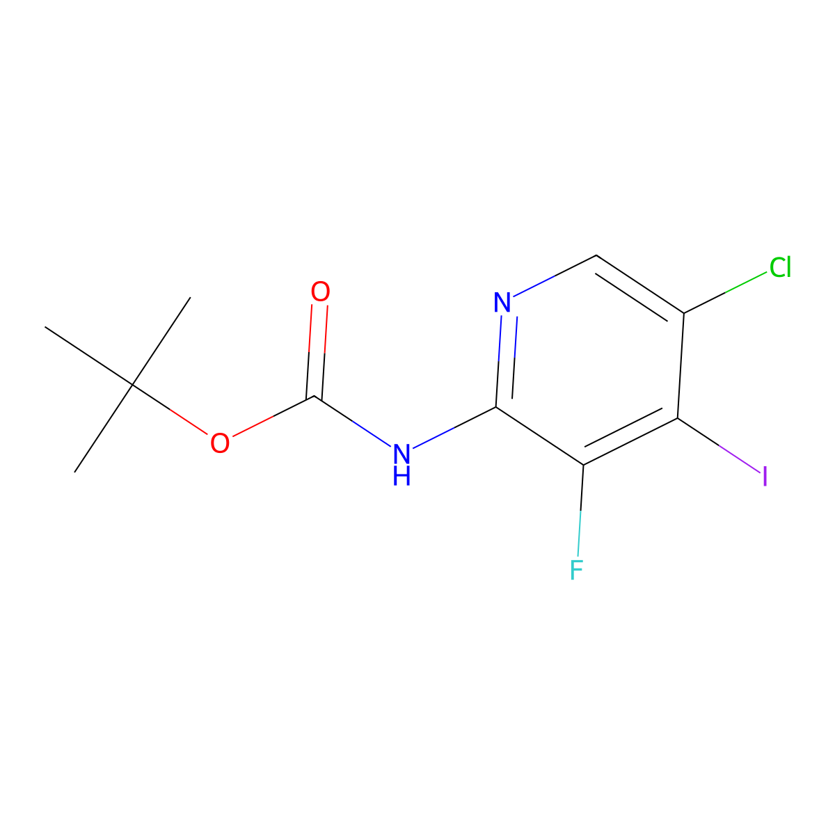 tert-butyl N-(5-chloro-3-fluoro-4-iodopyridin-2-yl)carbamate molecular structure, CAS 2680798-65-4