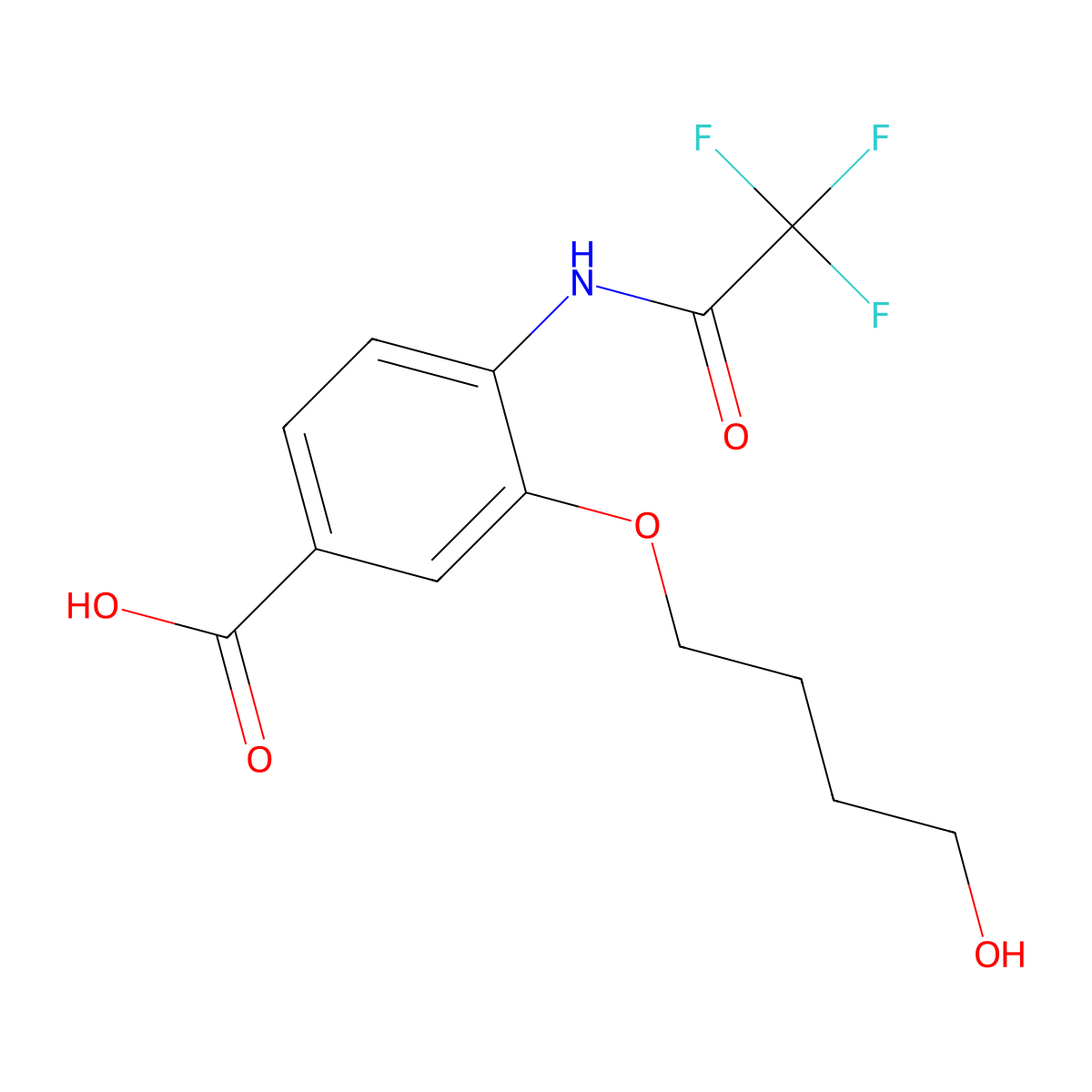 3-(4-Hydroxybutoxy)-4-(2,2,2-trifluoroacetamido)benzoic acid molecular structure, CAS 2680798-69-8
