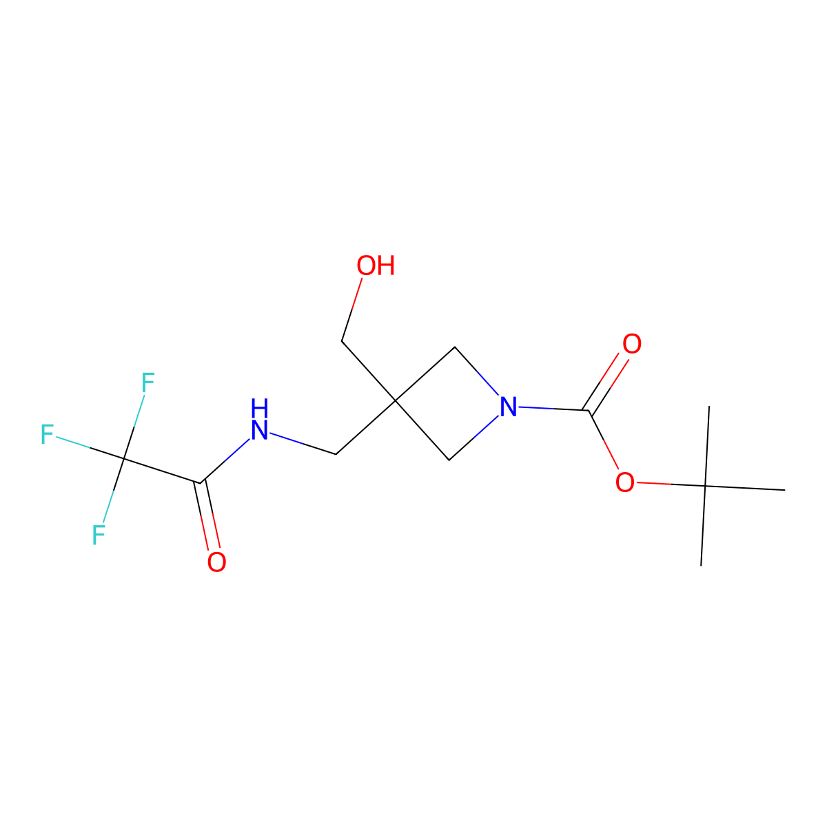 Tert-butyl 3-(hydroxymethyl)-3-[(2,2,2-trifluoroacetamido)methyl]azetidine-1-carboxylate molecular structure, CAS 2680798-75-6