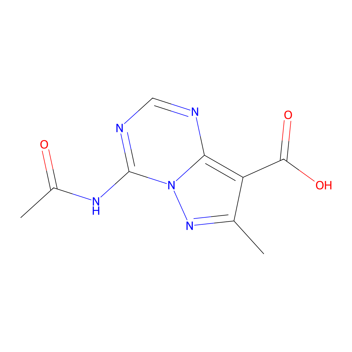 4-Acetamido-7-methylpyrazolo[1,5-a][1,3,5]triazine-8-carboxylic acid molecular structure, CAS 2680798-78-9