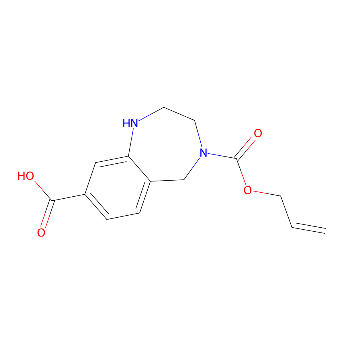 4-[(prop-2-en-1-yloxy)carbonyl]-2,3,4,5-tetrahydro-1H-1,4-benzodiazepine-8-carboxylic acid molecular structure, CAS 2680798-83-6