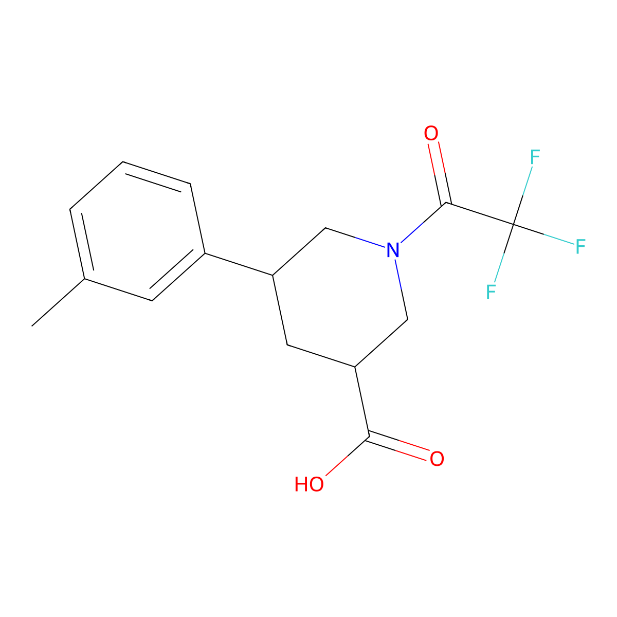 5-(3-Methylphenyl)-1-(2,2,2-trifluoroacetyl)piperidine-3-carboxylic acid molecular structure, CAS 2680798-86-9