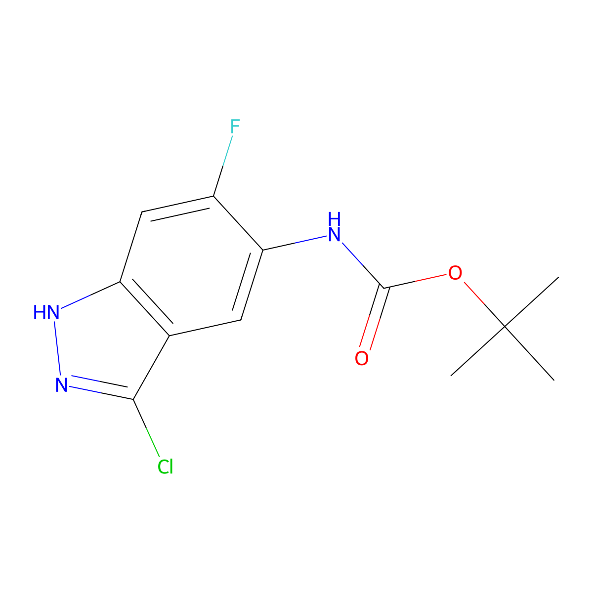 tert-butyl N-(3-chloro-6-fluoro-1H-indazol-5-yl)carbamate molecular structure, CAS 2680798-87-0