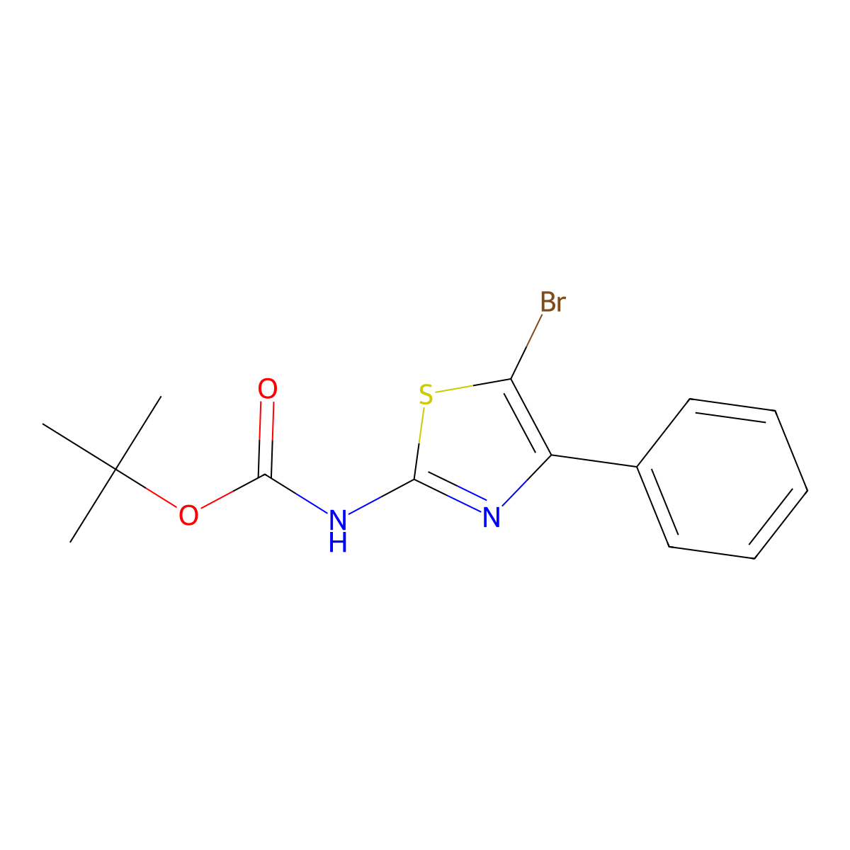 tert-butyl N-(5-bromo-4-phenyl-1,3-thiazol-2-yl)carbamate molecular structure, CAS 2680798-88-1