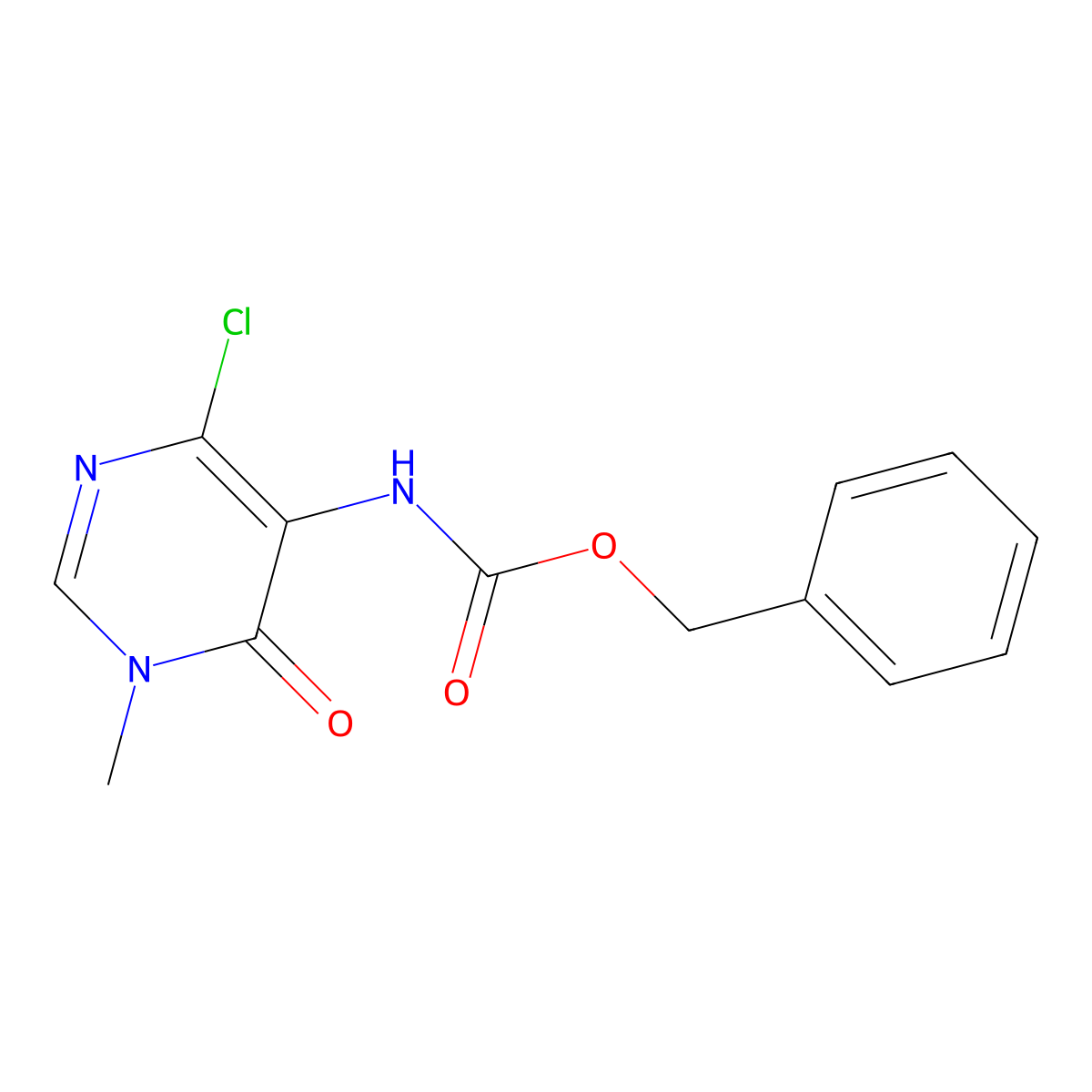 benzyl N-(4-chloro-1-methyl-6-oxo-1,6-dihydropyrimidin-5-yl)carbamate molecular structure, CAS 2680798-90-5