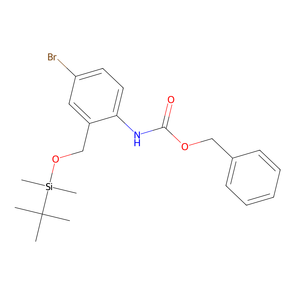 benzyl N-(4-bromo-2-{[(tert-butyldimethylsilyl)oxy]methyl}phenyl)carbamate molecular structure, CAS 2680798-92-7