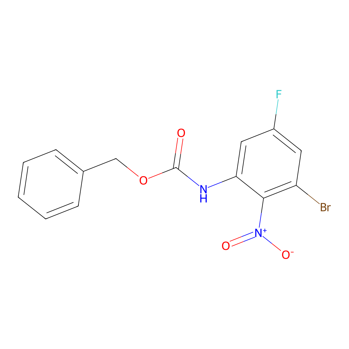 benzyl N-(3-bromo-5-fluoro-2-nitrophenyl)carbamate molecular structure, CAS 2680798-96-1