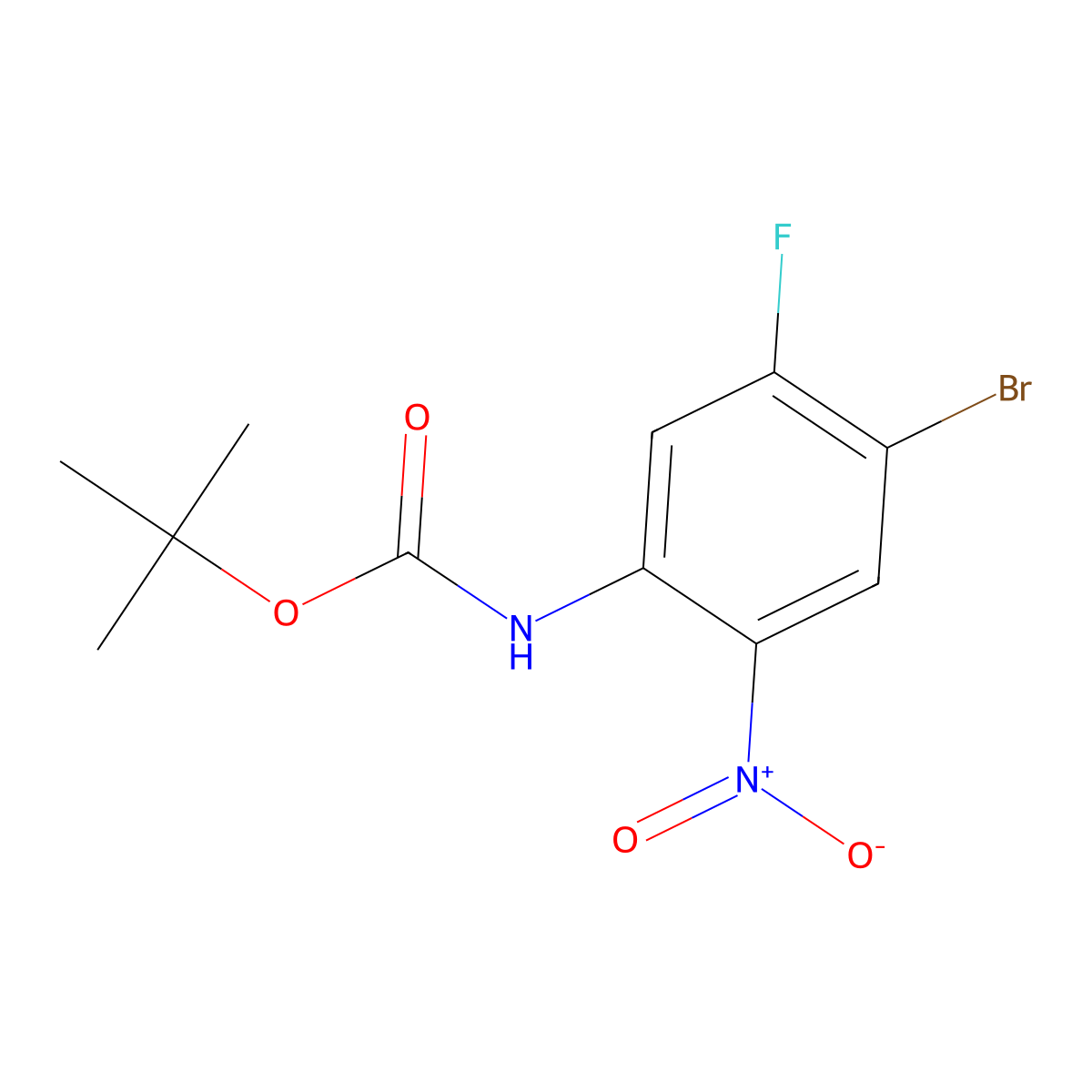 tert-butyl N-(4-bromo-5-fluoro-2-nitrophenyl)carbamate molecular structure, CAS 2680799-01-1