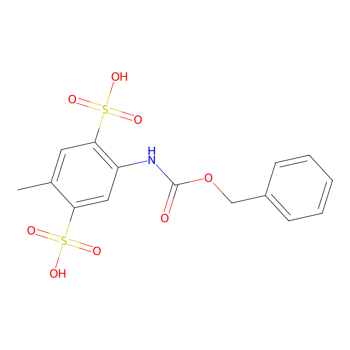 2-{[(Benzyloxy)carbonyl]amino}-5-methylbenzene-1,4-disulfonic acid molecular structure, CAS 2680799-11-3