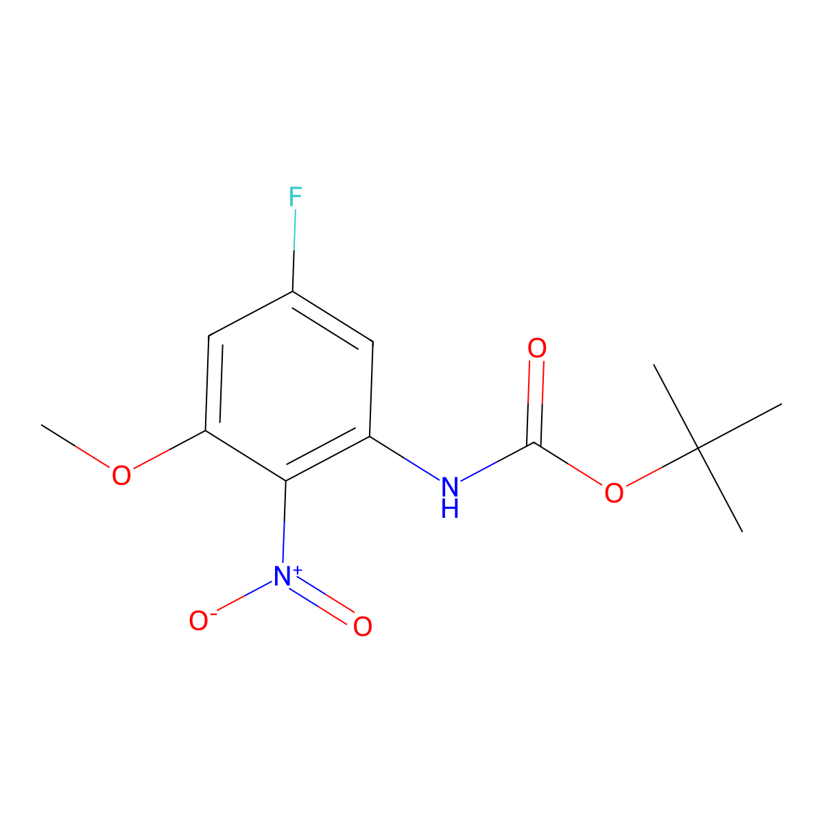 tert-butyl N-(5-fluoro-3-methoxy-2-nitrophenyl)carbamate molecular structure, CAS 2680799-16-8