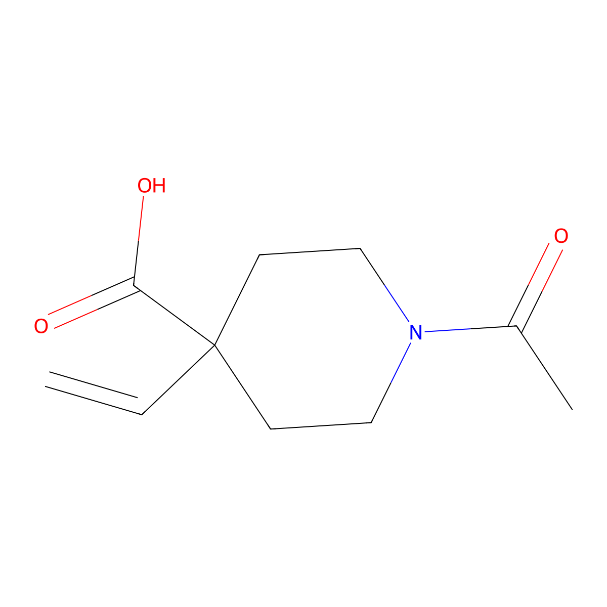 1-Acetyl-4-ethenylpiperidine-4-carboxylic acid molecular structure, CAS 2680799-17-9