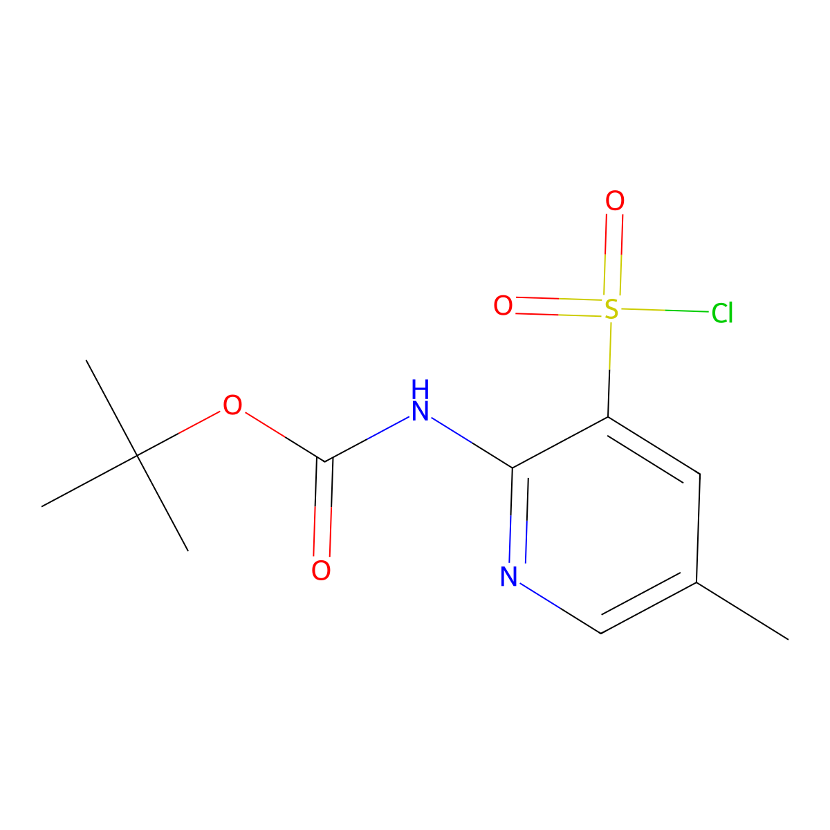 tert-butyl N-[3-(chlorosulfonyl)-5-methylpyridin-2-yl]carbamate molecular structure, CAS 2680799-18-0